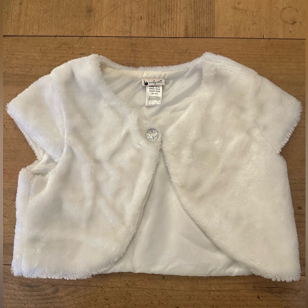 EMILY WEST 14/16 FAUX FUR BOLERO GIRLS SIZE 14/16